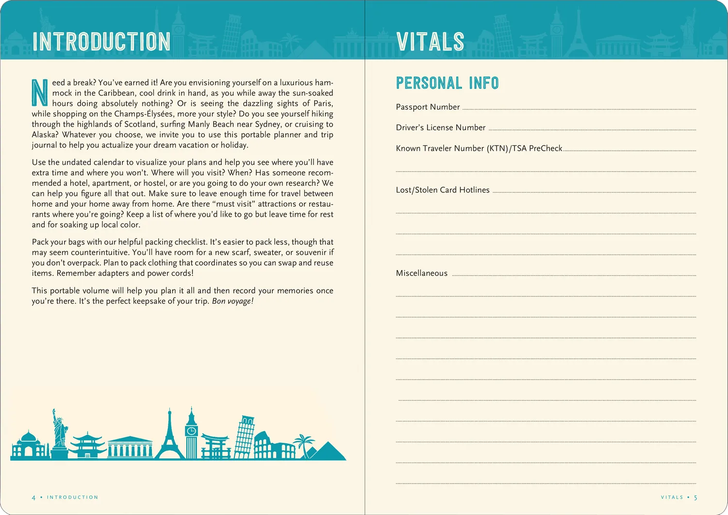 Peter Pauper Press Travel Checklist reisejournal 14 dager