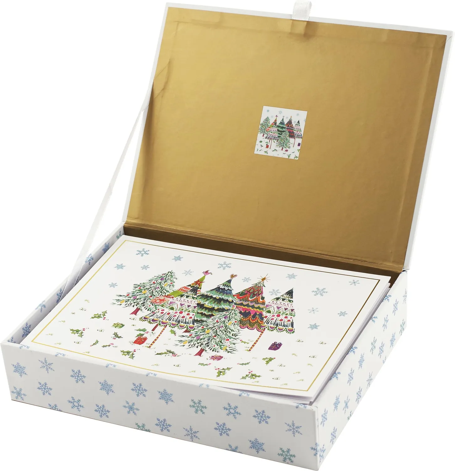 Peter Pauper Press Merry Evergreens julekort 20-pakning gullfolie