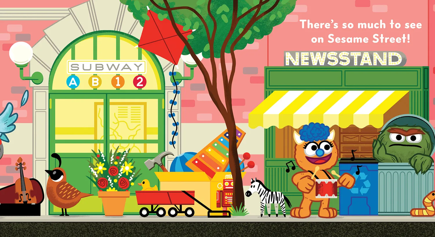 Abrams All Aboard Sesame Street pappbok utbrett