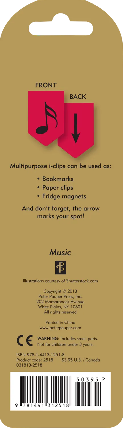 Peter Pauper Press Music i-clips bokmerke 8-pk magnetisk