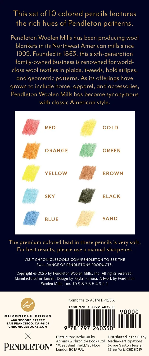 Pendleton Colored Pencils fargeblyanter 10-pak mønstrede