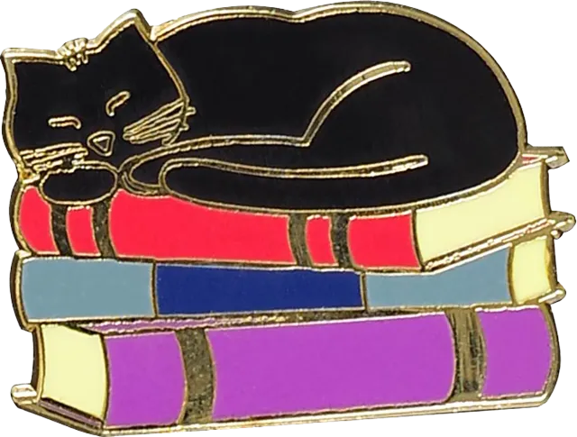 Peter Pauper Press Cat with Books emaljepin katt