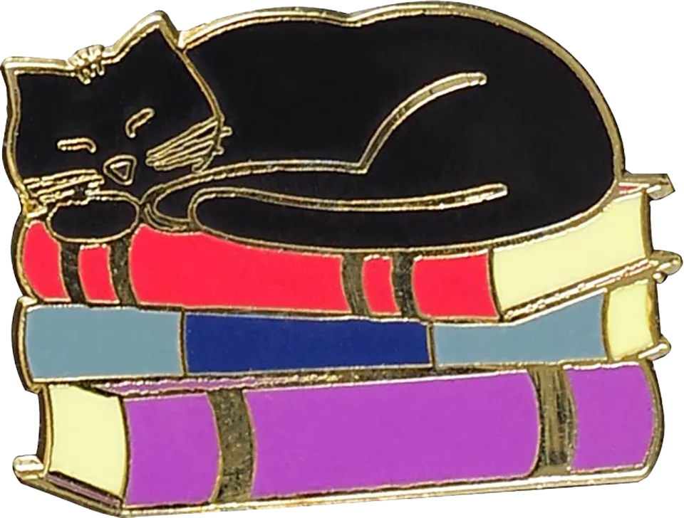 Peter Pauper Press Cat with Books emaljepin katt