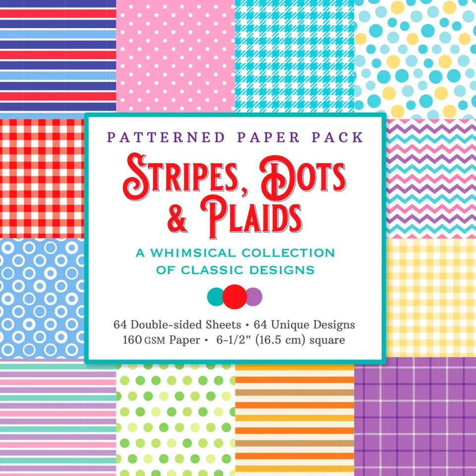Peter Pauper Press Stripes Dots Plaids papirblokk 64 ark