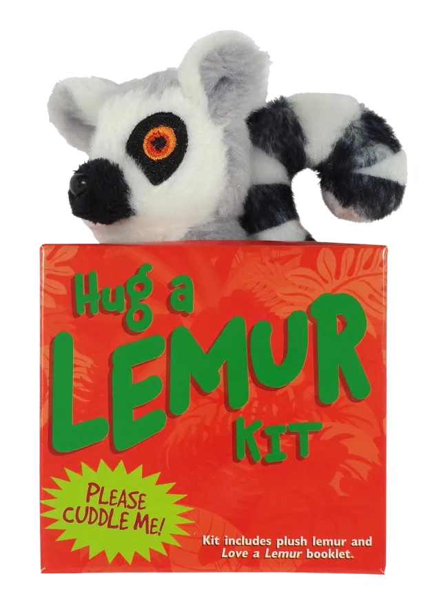 Peter Pauper Press Hug a Lemur plysjsett med bok gaveeske