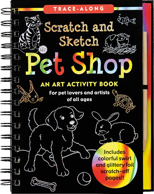 Peter Pauper Press Scratch and Sketch Pet Shop skrapebok glitter