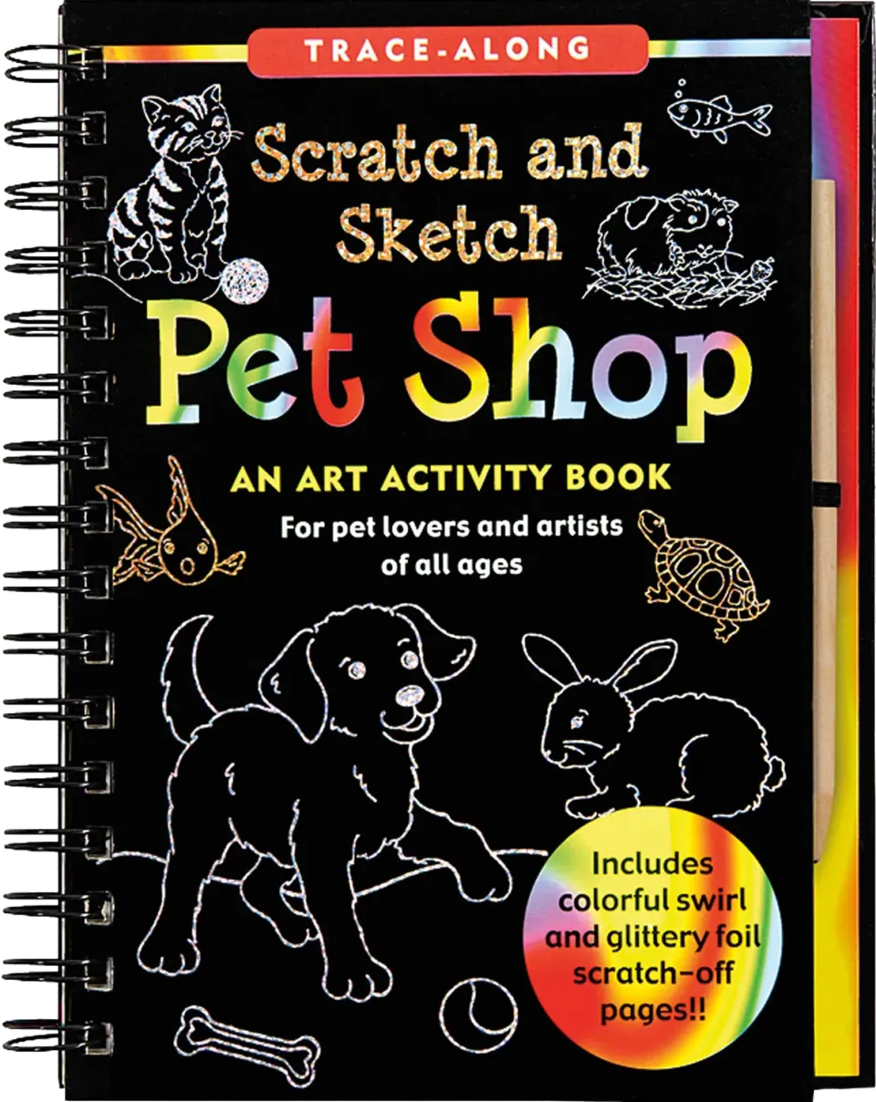 Peter Pauper Press Scratch and Sketch Pet Shop skrapebok glitter