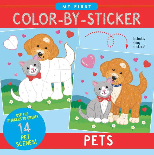 Peter Pauper Press My First Color-by-Sticker Pets klistremerkebok 14 bilder