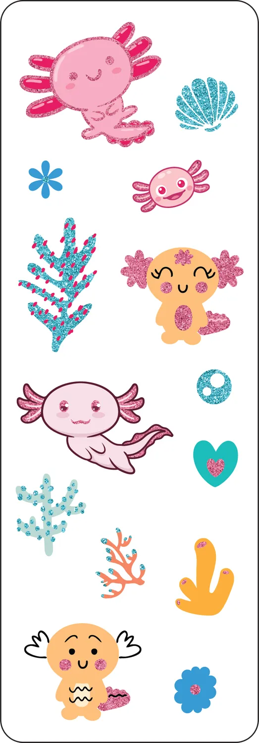 Peter Pauper Press Axolotls klistremerker 80-pk holografiske