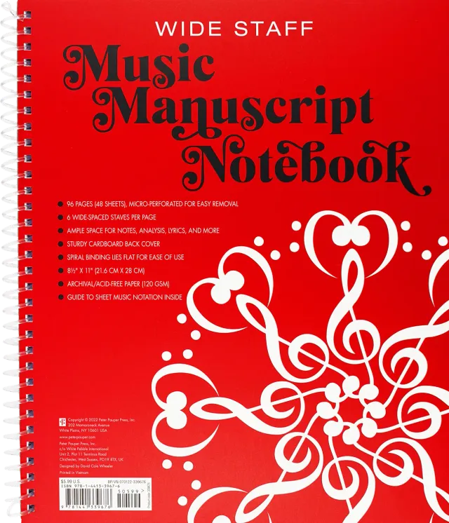 Peter Pauper Press Music Manuscript Wide Staff notebok 96 sider