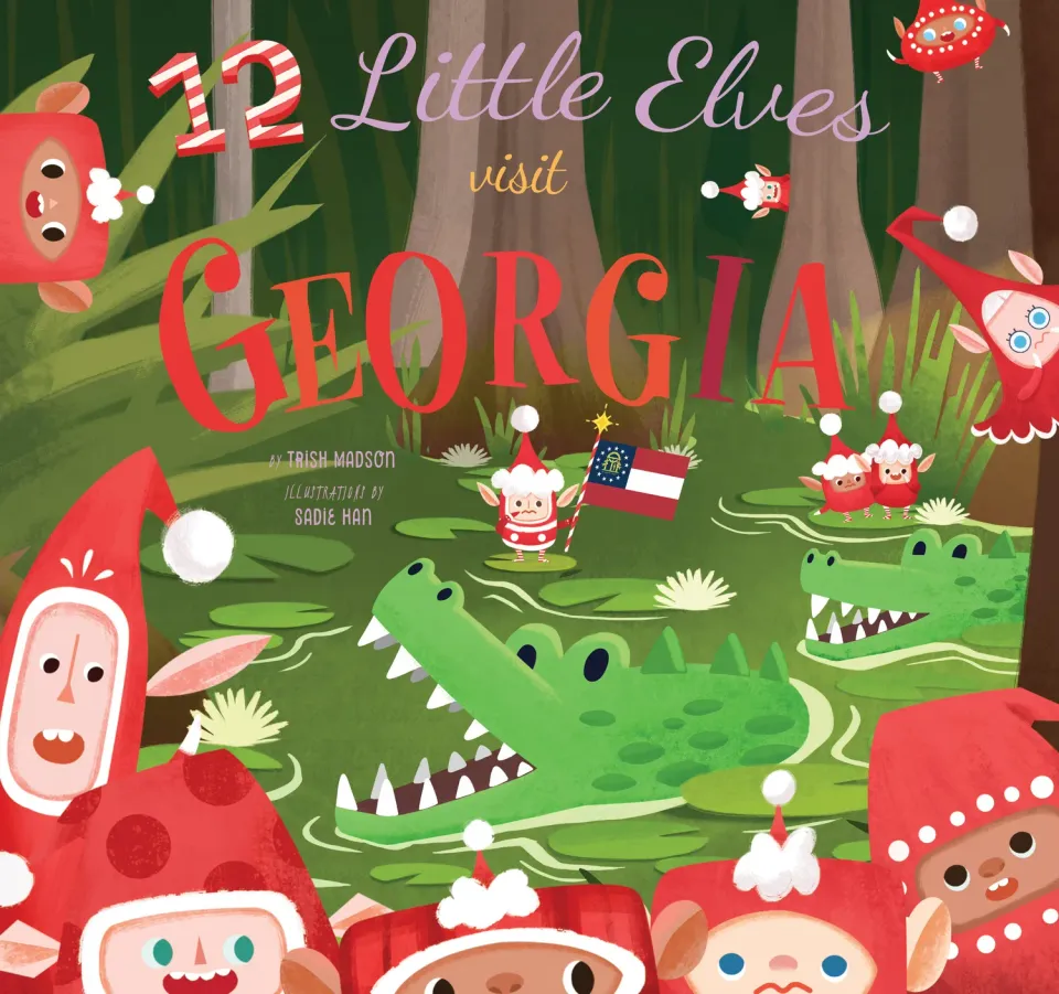 Abrams & Chronicle Books 12 Little Elves Visit Georgia bildebok innbundet 3-5 år