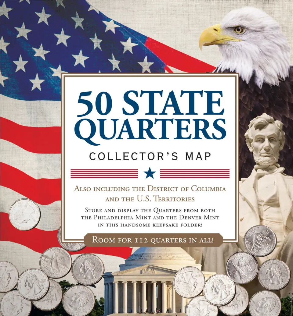 Peter Pauper Press 50 State Quarters samlekart 112 mynter