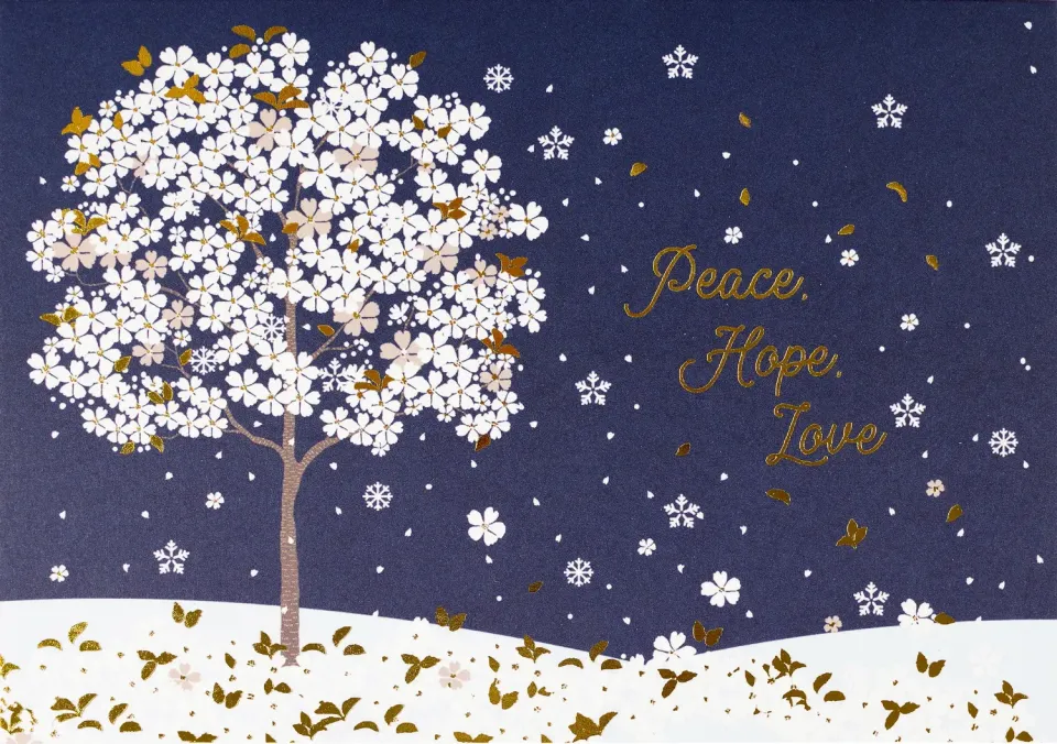 Peter Pauper Press Falling Blossoms julekort 20-pakning