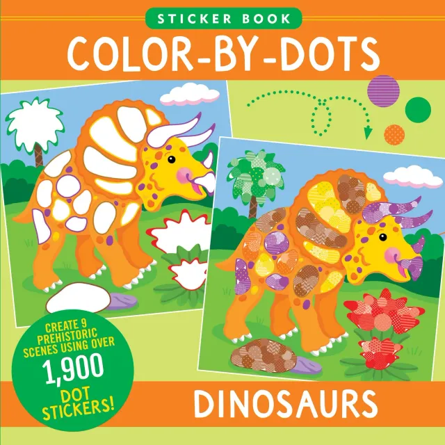 Color-by-Dots Dinosaurs klistremerkebok 1900 prikker 3 år