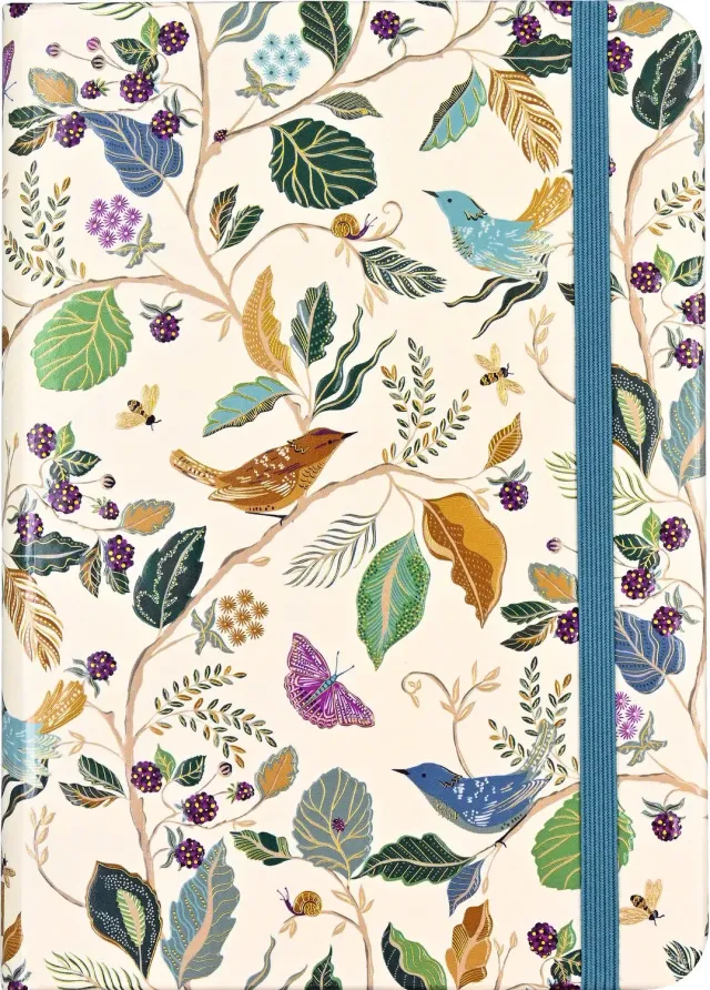 Peter Pauper Press Birds and Berries notatbok gullkant