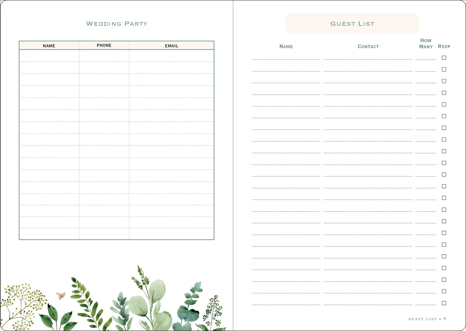 Peter Pauper Press Wedding Planner Eucalyptus bryllupsplanlegger