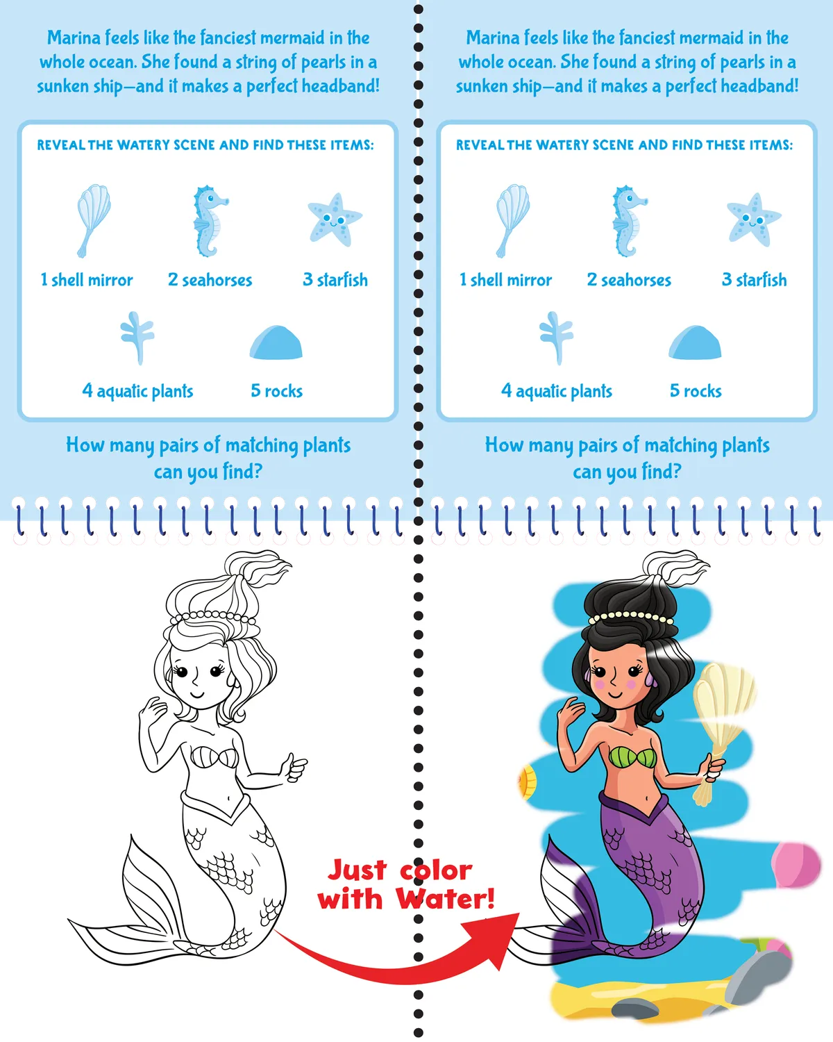 Color with Water Mermaids vannmalebok 4 brett