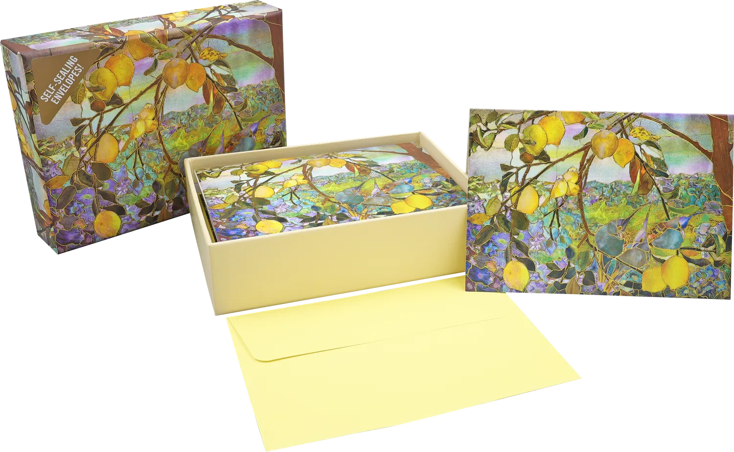 Peter Pauper Press Tiffany Lemon Tree notatkort 14-pak gull
