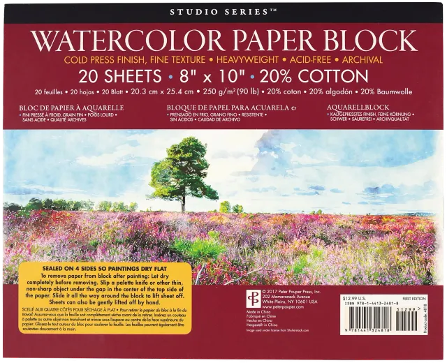 Peter Pauper Press Studio Series Watercolor akvarellblokk 20 ark