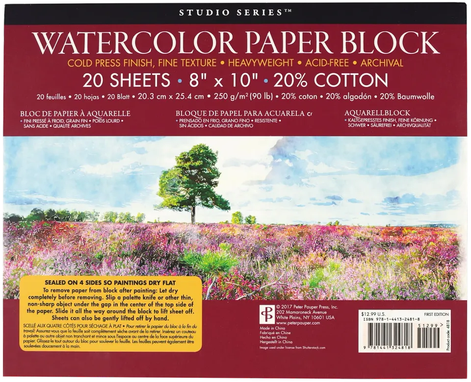 Peter Pauper Press Studio Series Watercolor akvarellblokk 20 ark