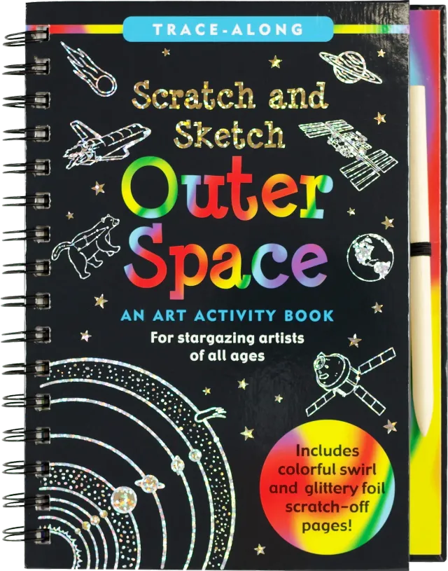 Peter Pauper Press Outer Space Scratch and Sketch skrapebok 5 år+