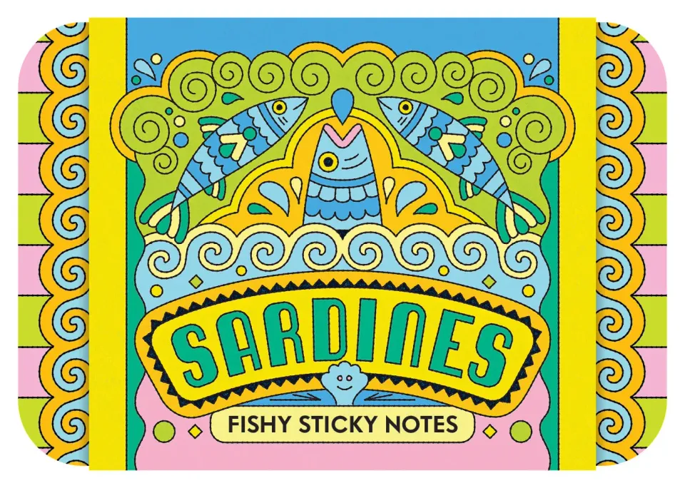 Chronicle Books Sardines Fishy Sticky Notes notatblokk 3-pakning i boks