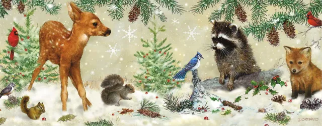 Peter Pauper Press Winter Forest Friends julekort panoramakort 20-pk