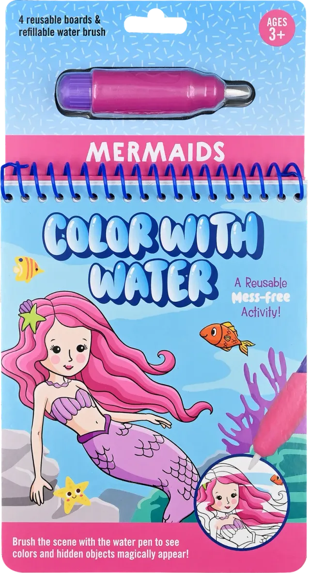 Color with Water Mermaids vannmalebok 4 brett
