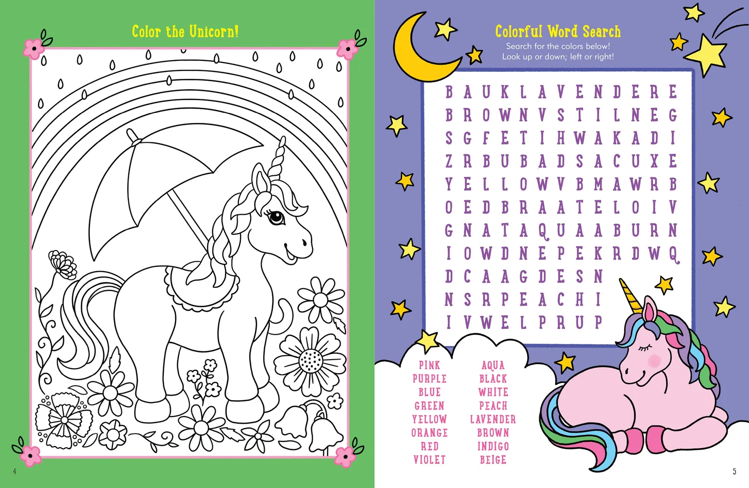 Peter Pauper Press Unicorn aktivitetsbok for barn