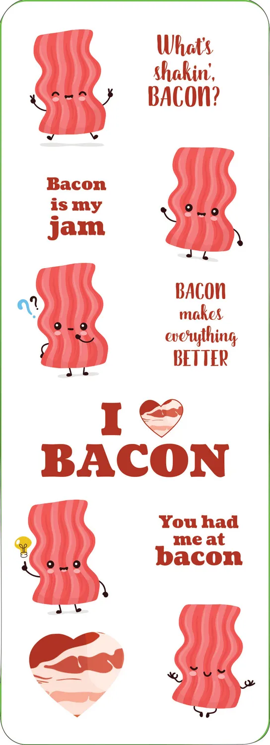 Peter Pauper Press Bacon klistremerker 70-pk 6 ark morsomme