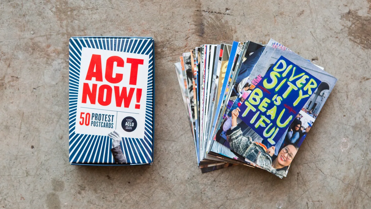 Abrams & Chronicle Books Act Now! postkortbok 50 protestkort