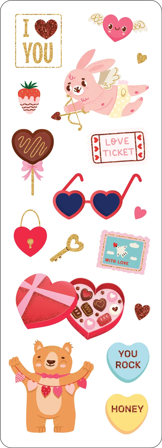 Peter Pauper Press Valentines klistremerker hjerter 90 stk folie