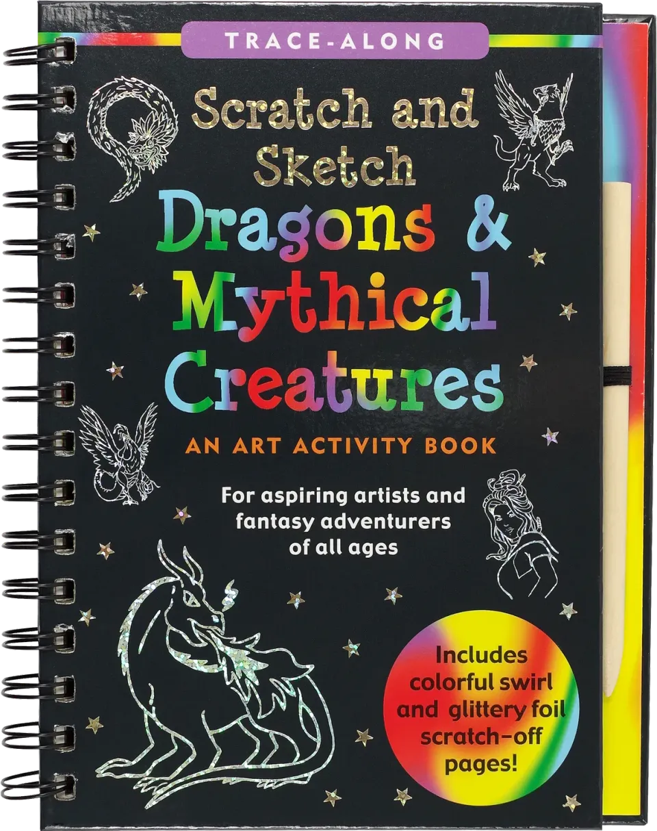 Peter Pauper Press Scratch and Sketch Dragons aktivitetsbok drager
