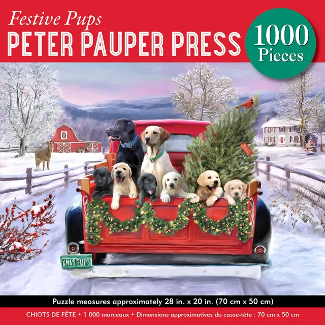 Peter Pauper Press Festive Pups puslespill 1000 brikker