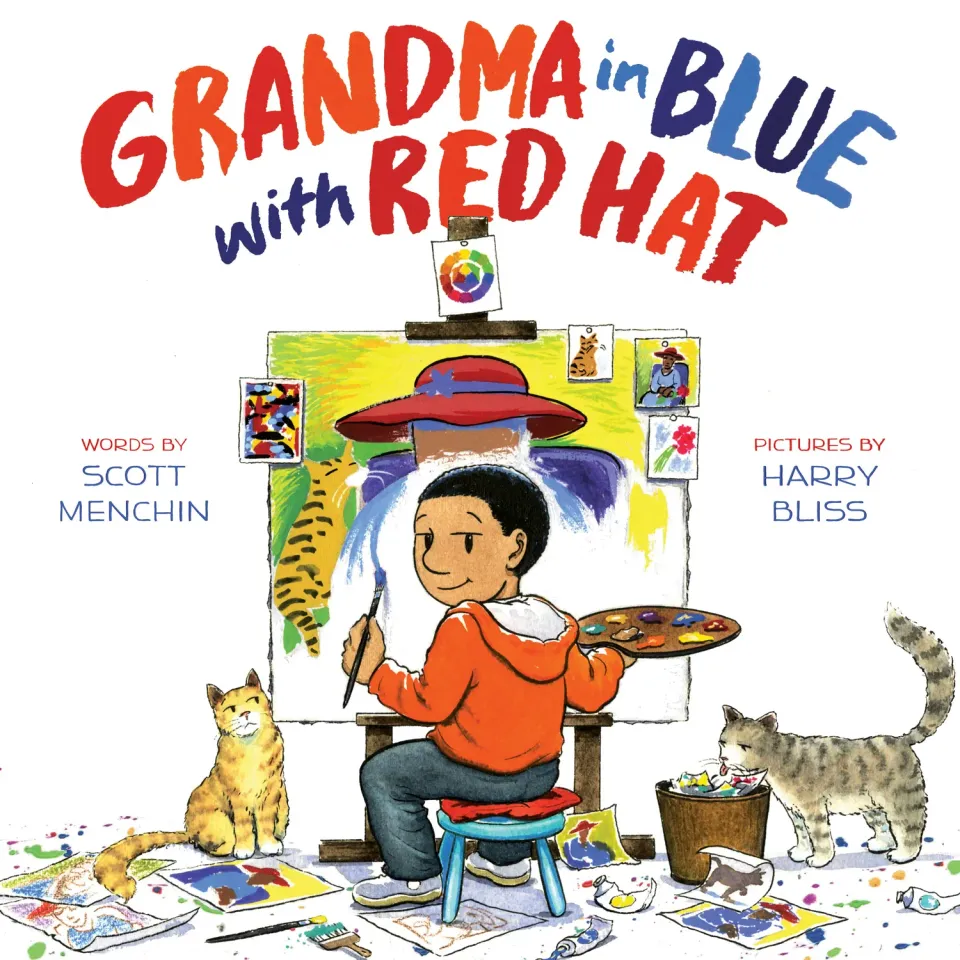 Abrams Grandma in Blue with Red Hat bildebok innbundet
