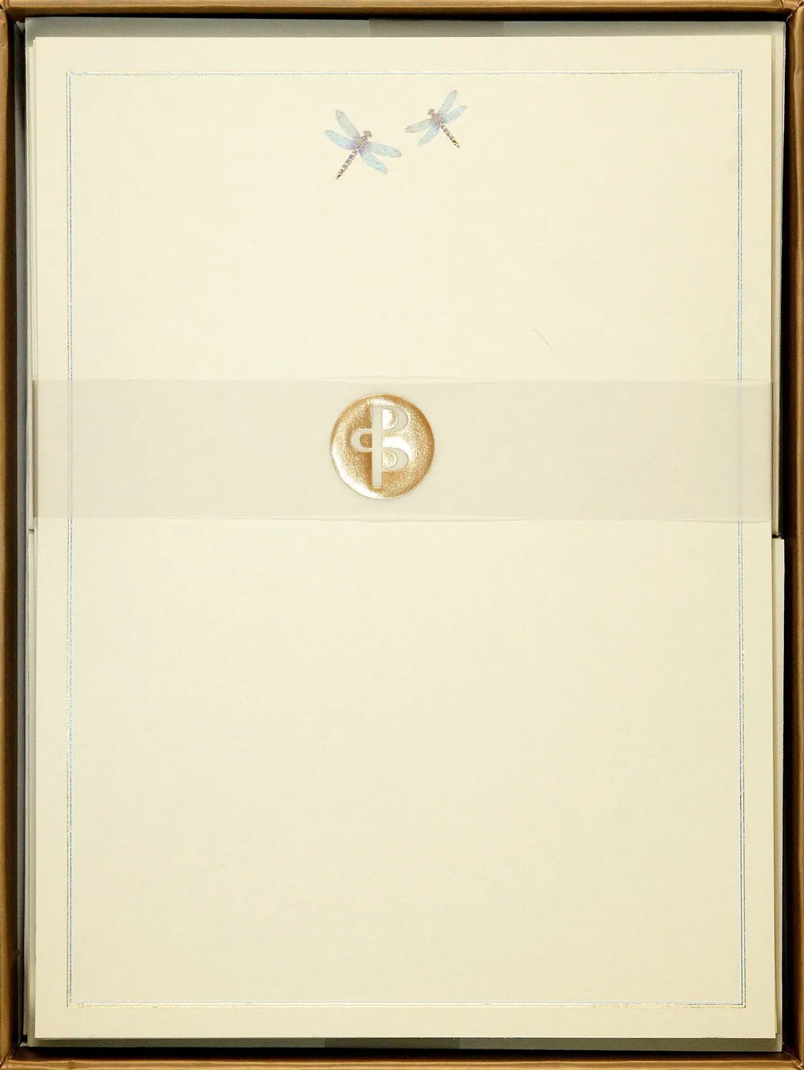 Peter Pauper Press Blue Dragonfly brevpapirsett 30 ark gull