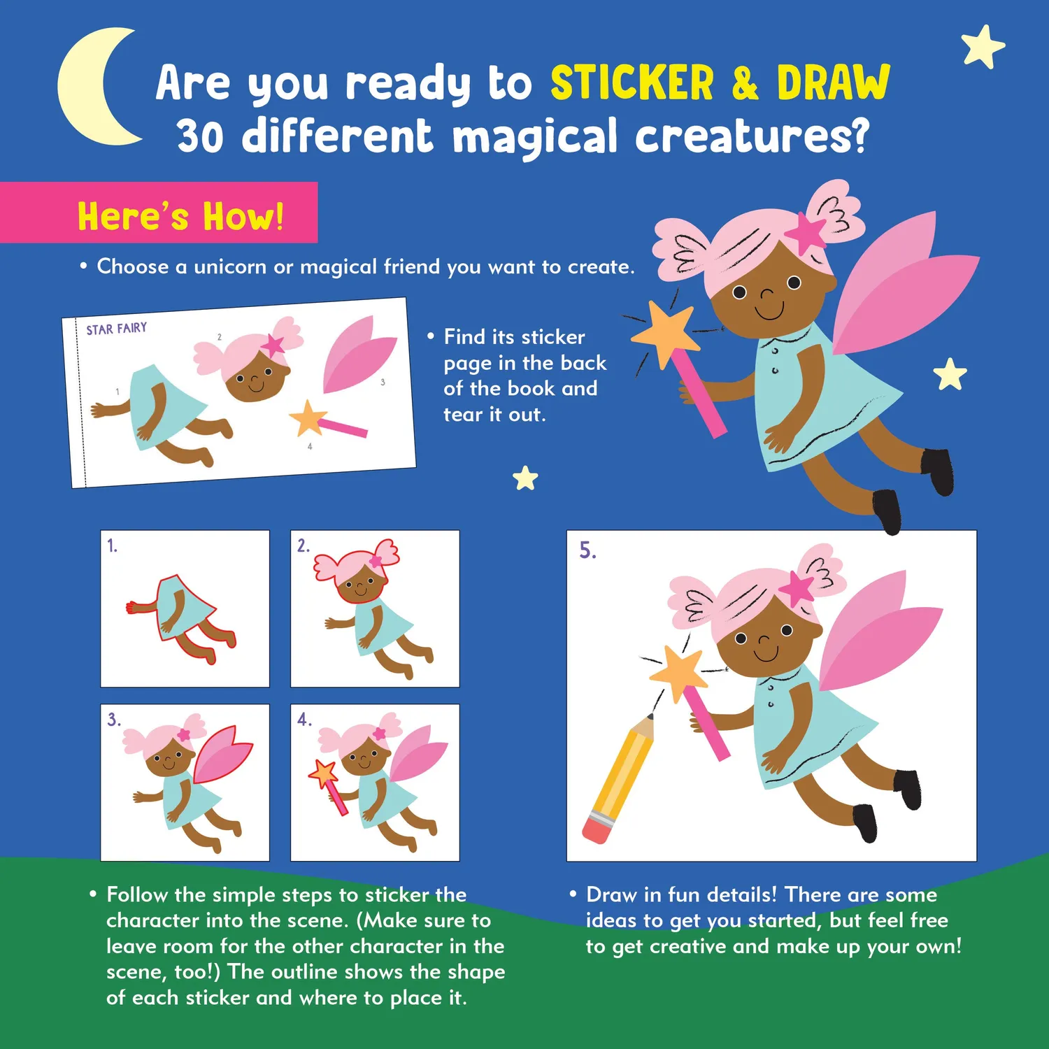 Peter Pauper Press Sticker & Draw Unicorns & Friends klistremerkebok 30 bilder