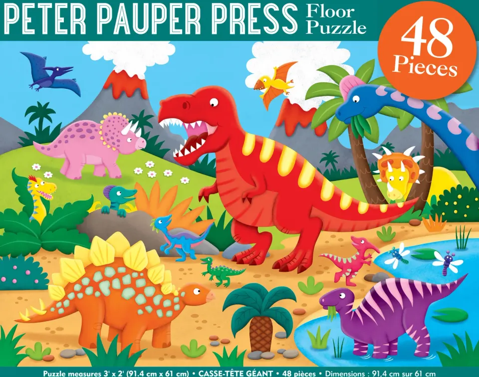 Peter Pauper Press Dinosaurs gulvpuslespill 48 brikker barn
