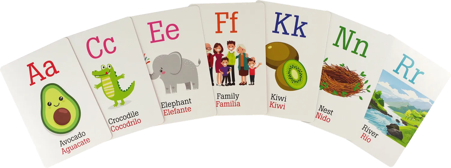 Peter Pauper Press Alphabet flash cards engelsk-spansk 36-pk