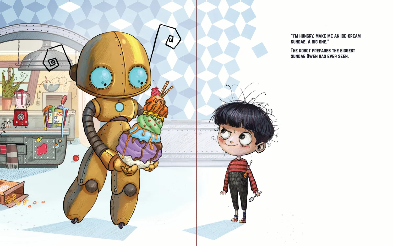 Abrams Robots Don't Make You Go to Bed barnebok robot