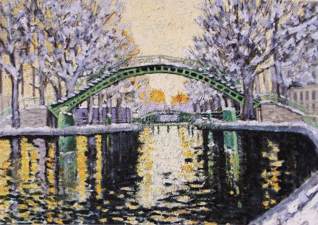 Peter Pauper Press Canal Saint-Martin julekort 20-pakning gullfolie