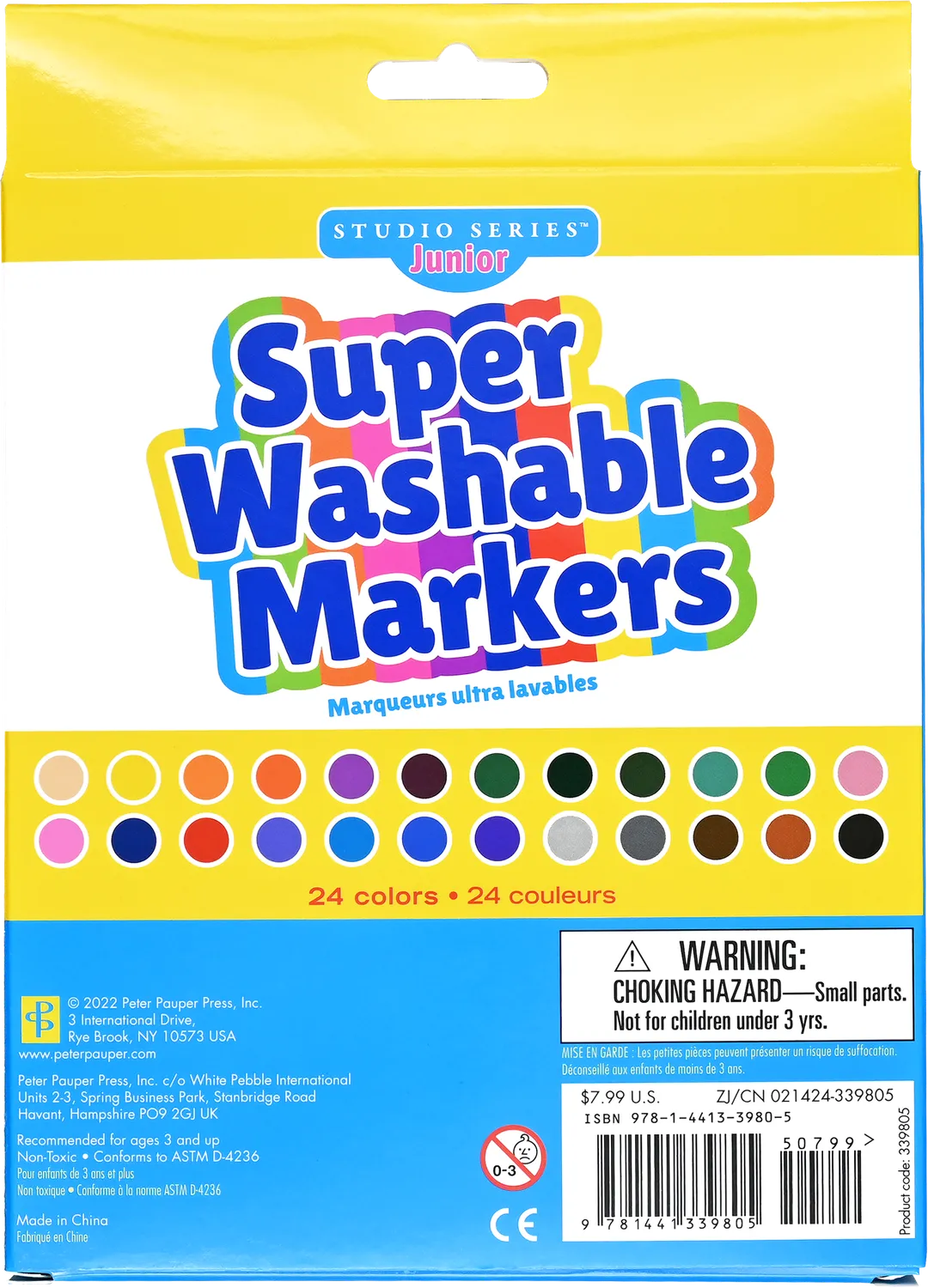 Peter Pauper Press Super Washable Markers tusjer 24-pakning vaskbare