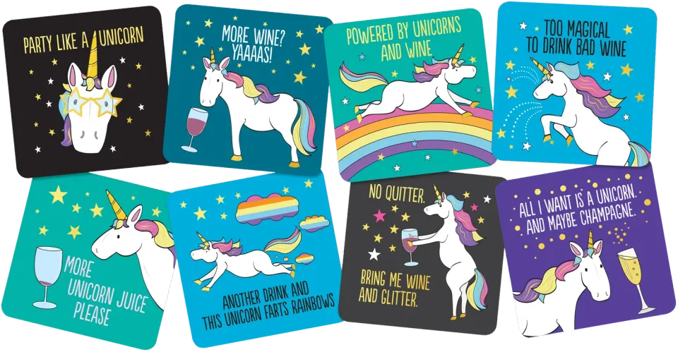 Peter Pauper Press Unicorn drikkebrikker 8 stk