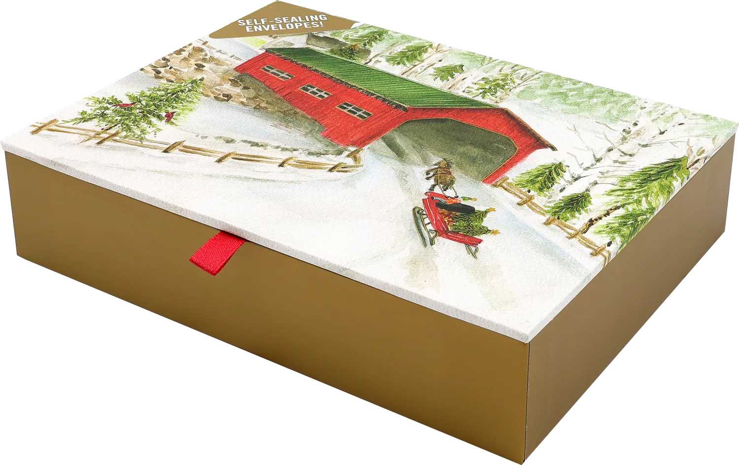 Peter Pauper Press Snowy Sleigh Ride Deluxe julekort 20-pk gull