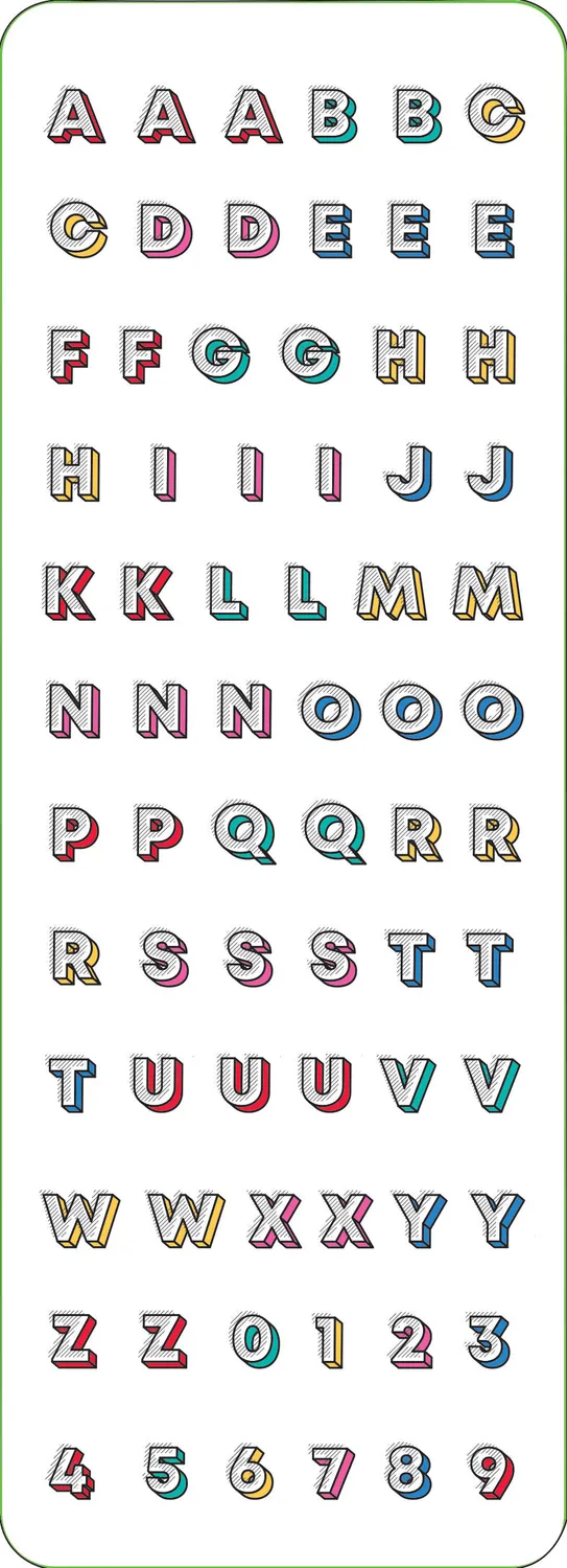 Peter Pauper Press Letters Numbers klistremerker 400+ stk