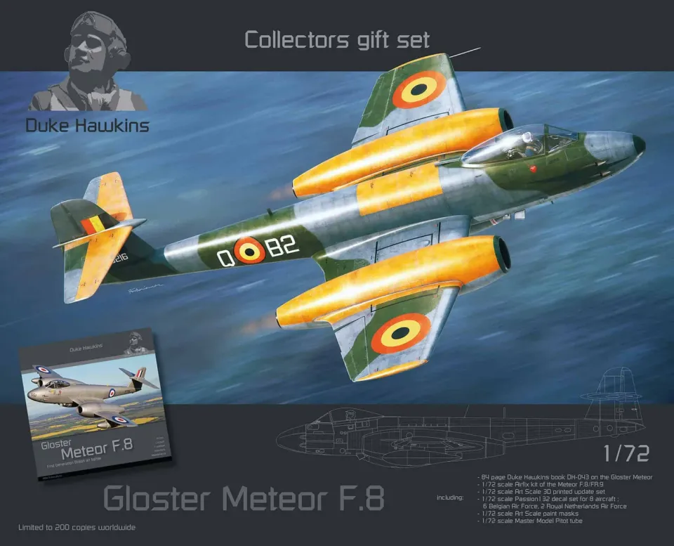 Duke Hawkins Gloster Meteor F.8 gavesett 1/72 modell