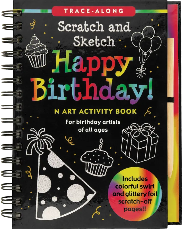 Peter Pauper Press Scratch and Sketch Happy Birthday aktivitetsbok bursdag
