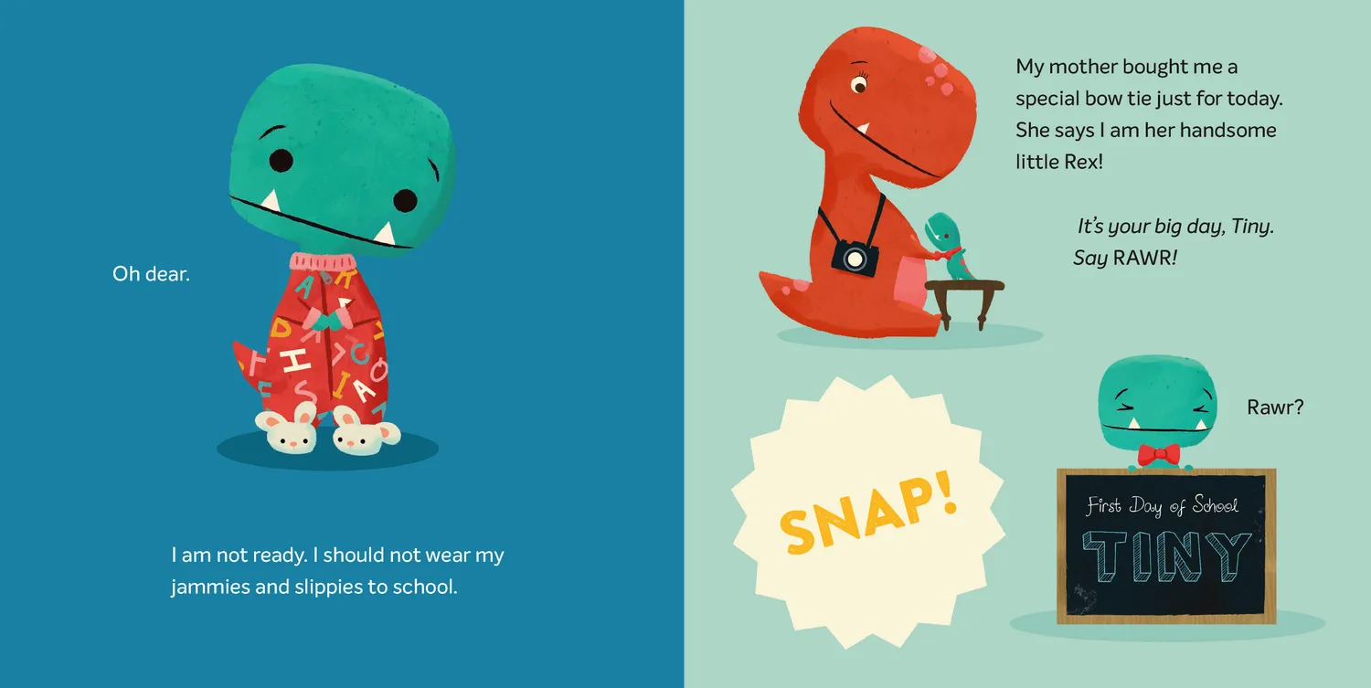 Tiny T. Rex First-Day Oopsies barnebok innbundet skolestart