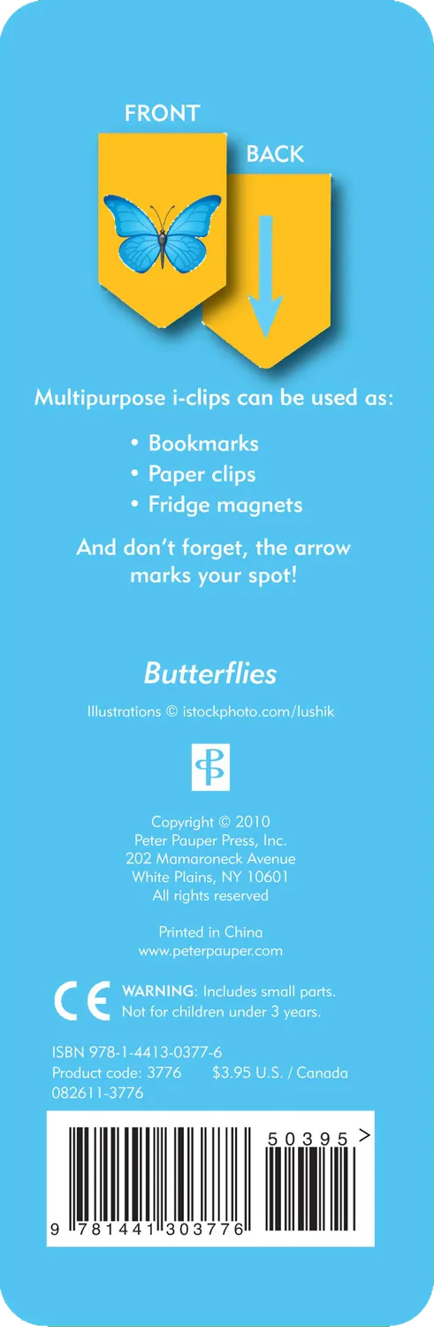 Peter Pauper Press Butterflies i-clips bokmerker 8-pakning