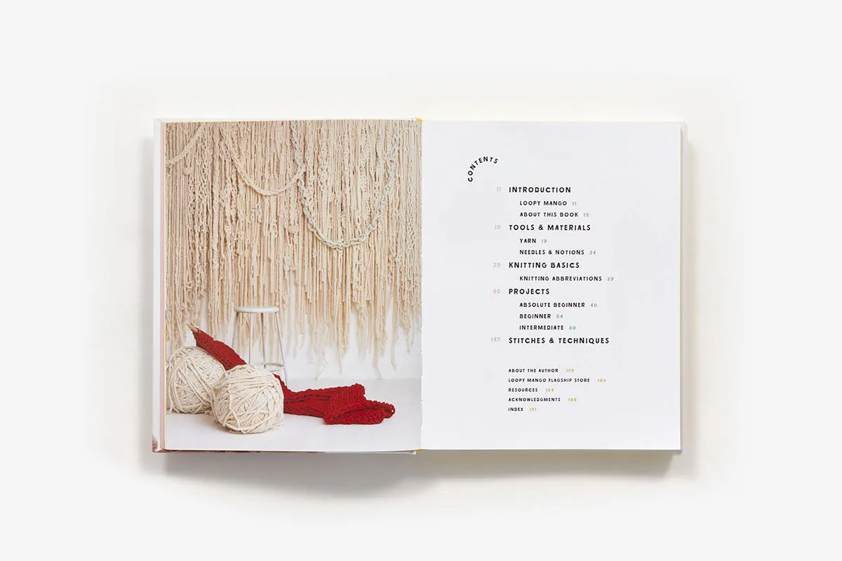 Abrams Loopy Mango Knitting innbundet strikkebok 34 mønstre